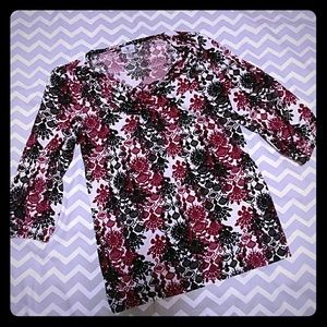 Maroon & black patterned blouse
